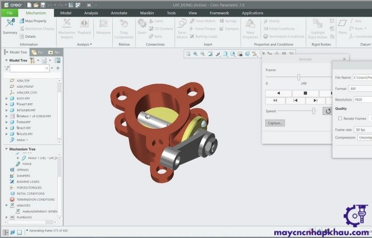 Tính năng Mechanisms trong phần mềm Creo Parametric